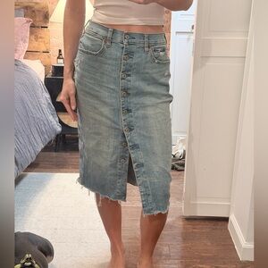 Abercrombie & Fitch Light Blue Denim Midi Skirt